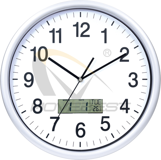Plastic Wall Clock with LCD 13.5 inch -6169(图1)